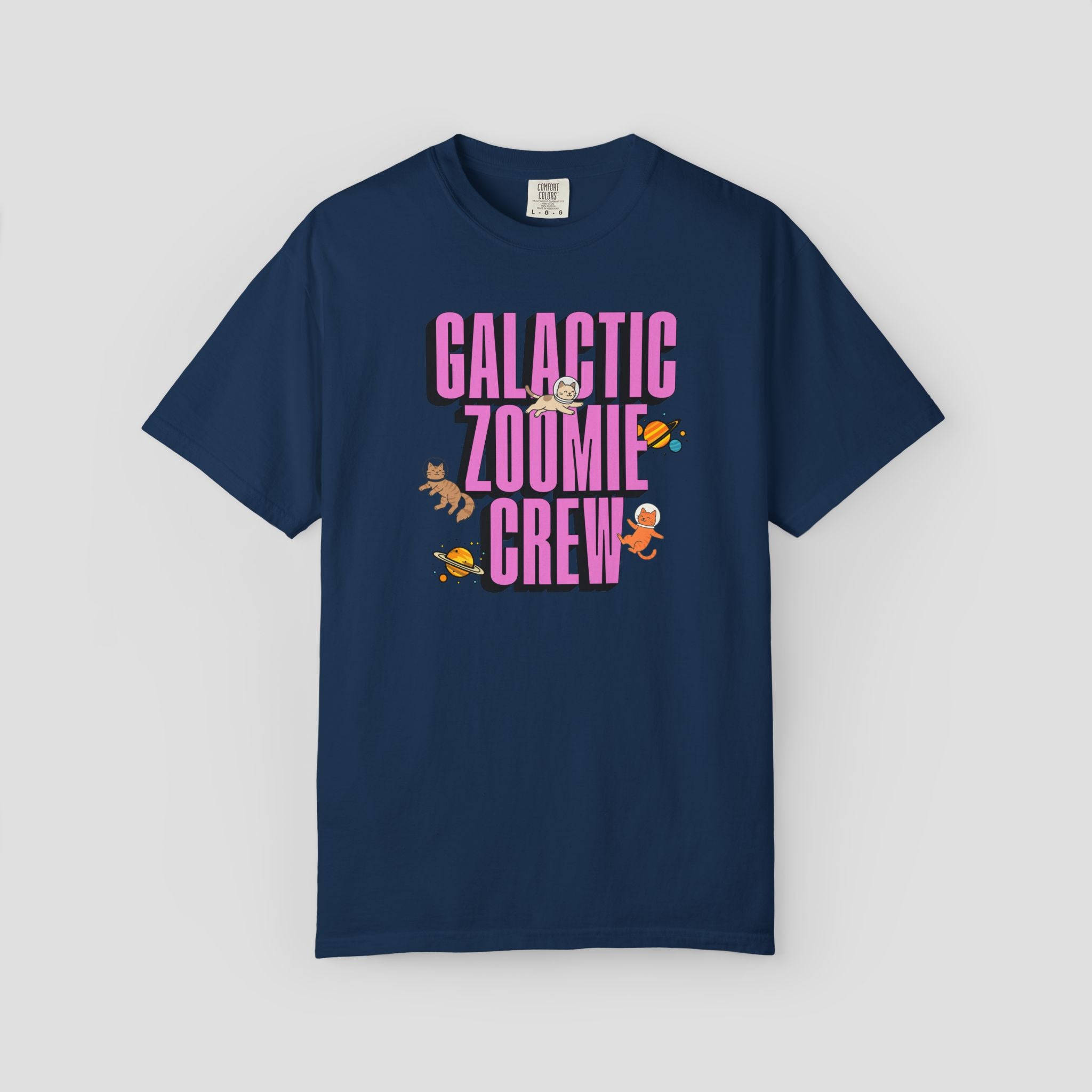 Galactic Zoomie Crew Space Cats T-shirt