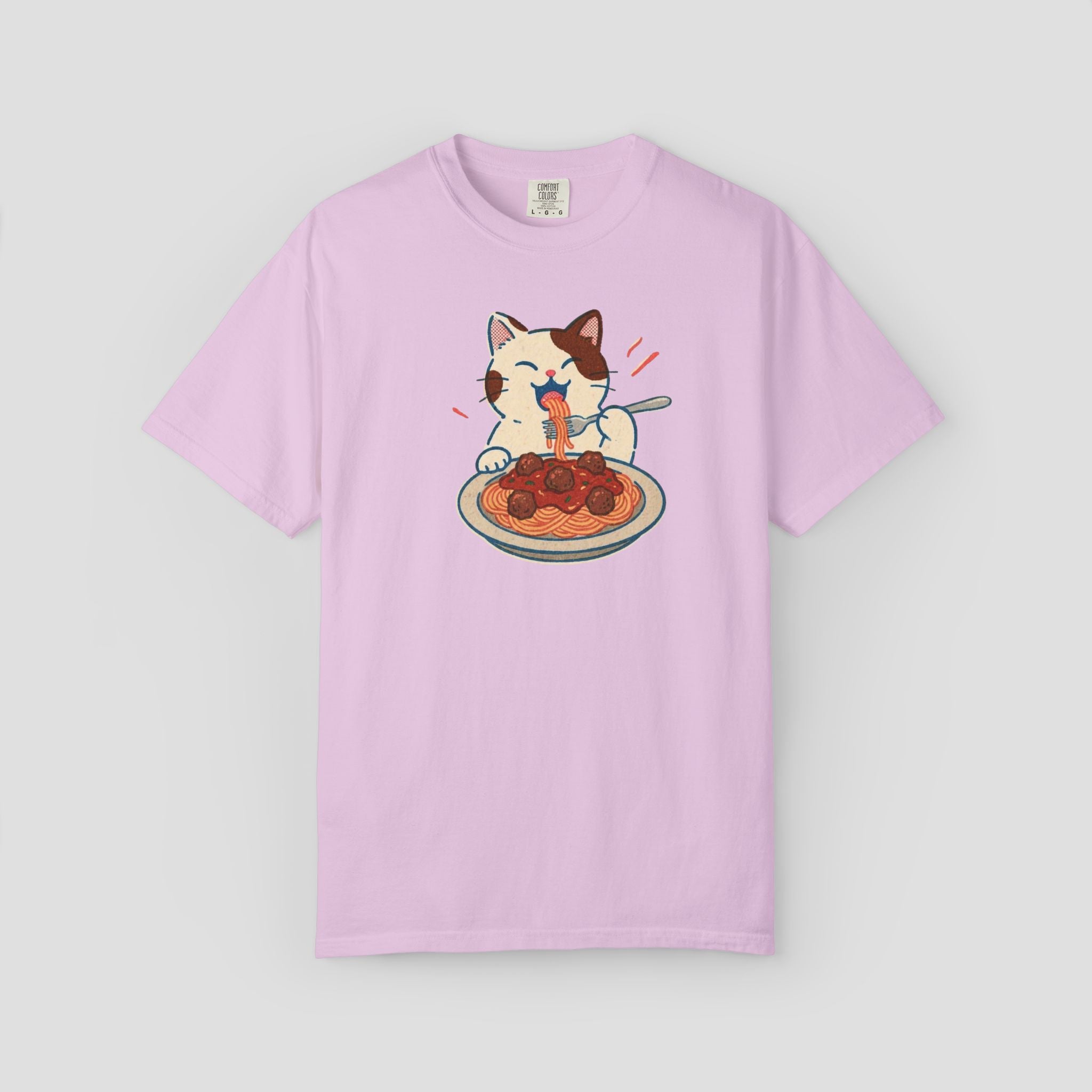 Cat Enjoys Pasta not Ramen Graphic T-shirt