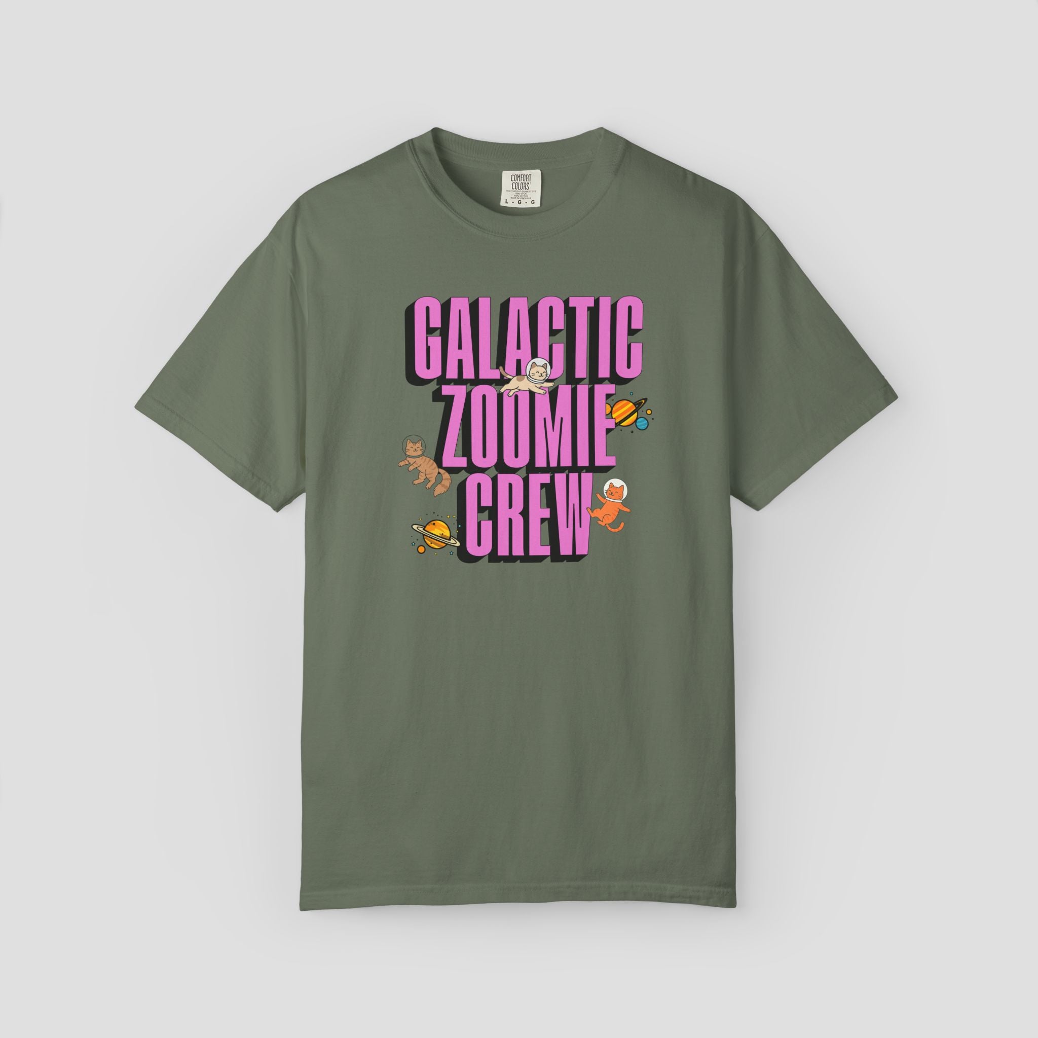 Galactic Zoomie Crew Space Cats T-shirt
