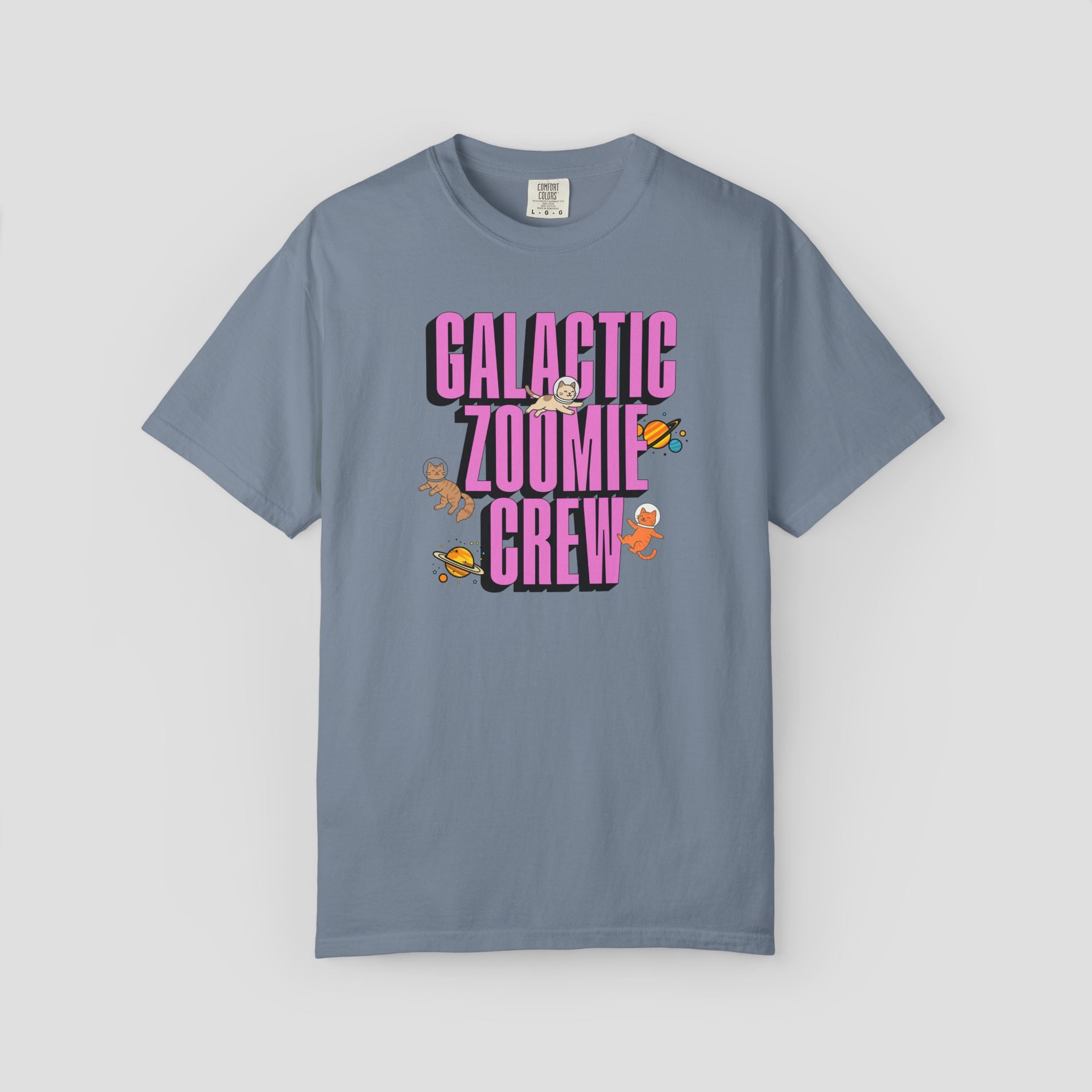 Galactic Zoomie Crew Space Cats T-shirt