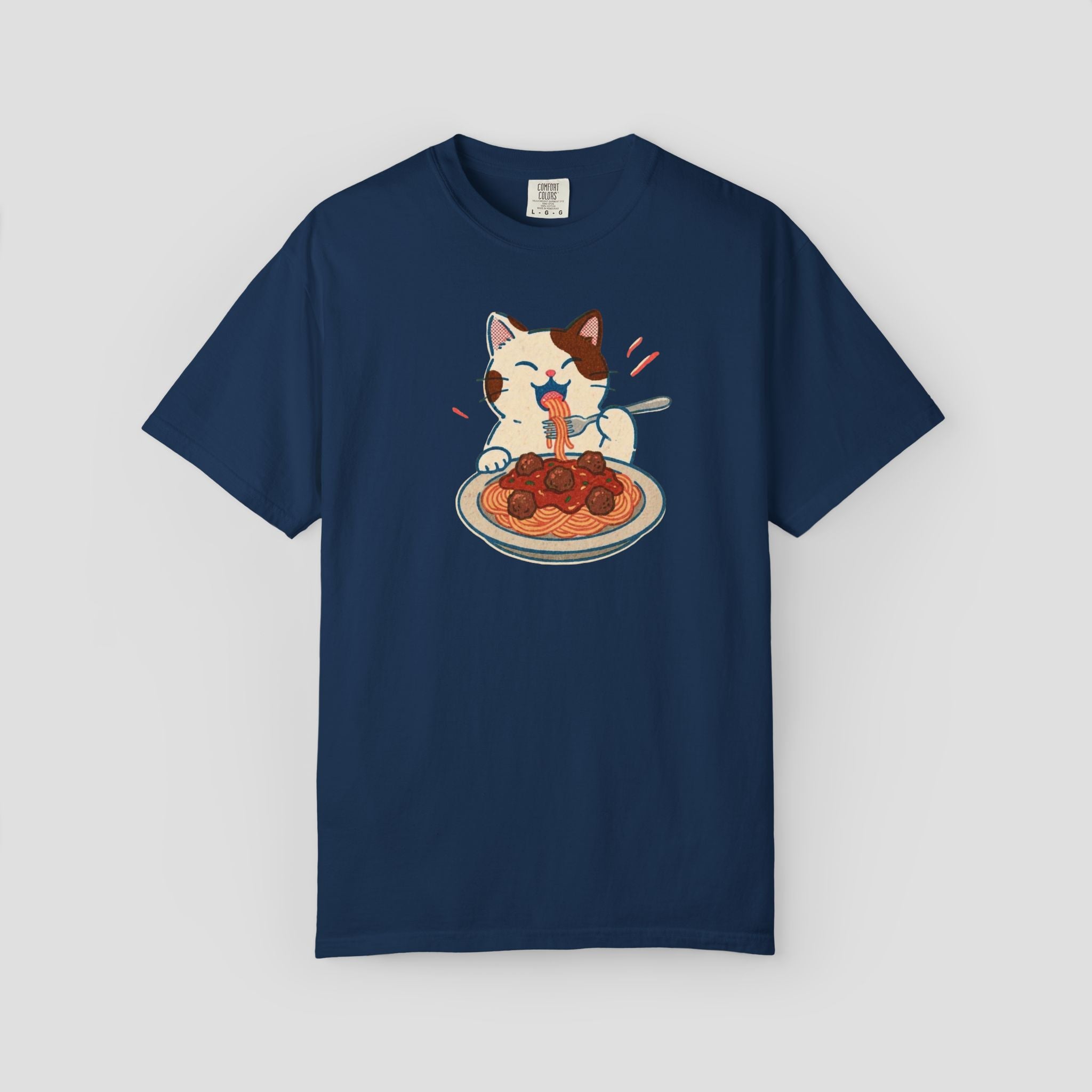 Cat Enjoys Pasta not Ramen Graphic T-shirt