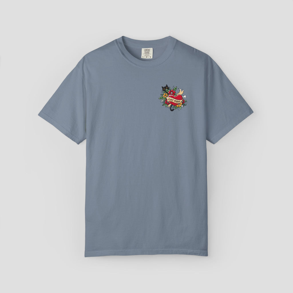 Cat Mom on Tattooed Heart T-Shirt