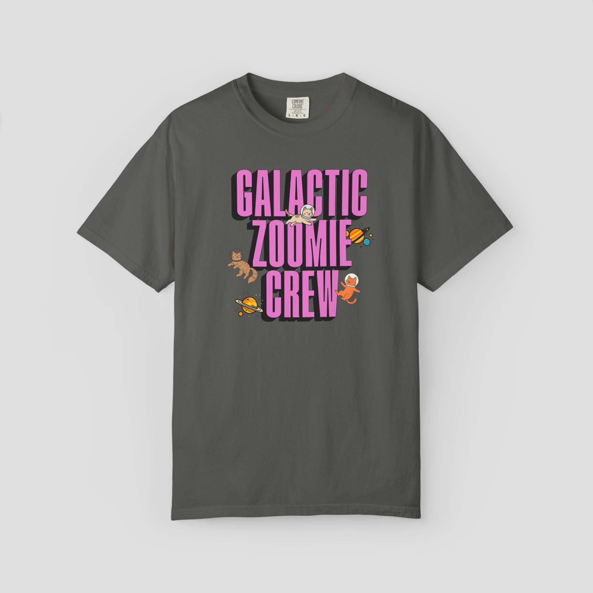 Galactic Zoomie Crew Space Cats T-shirt