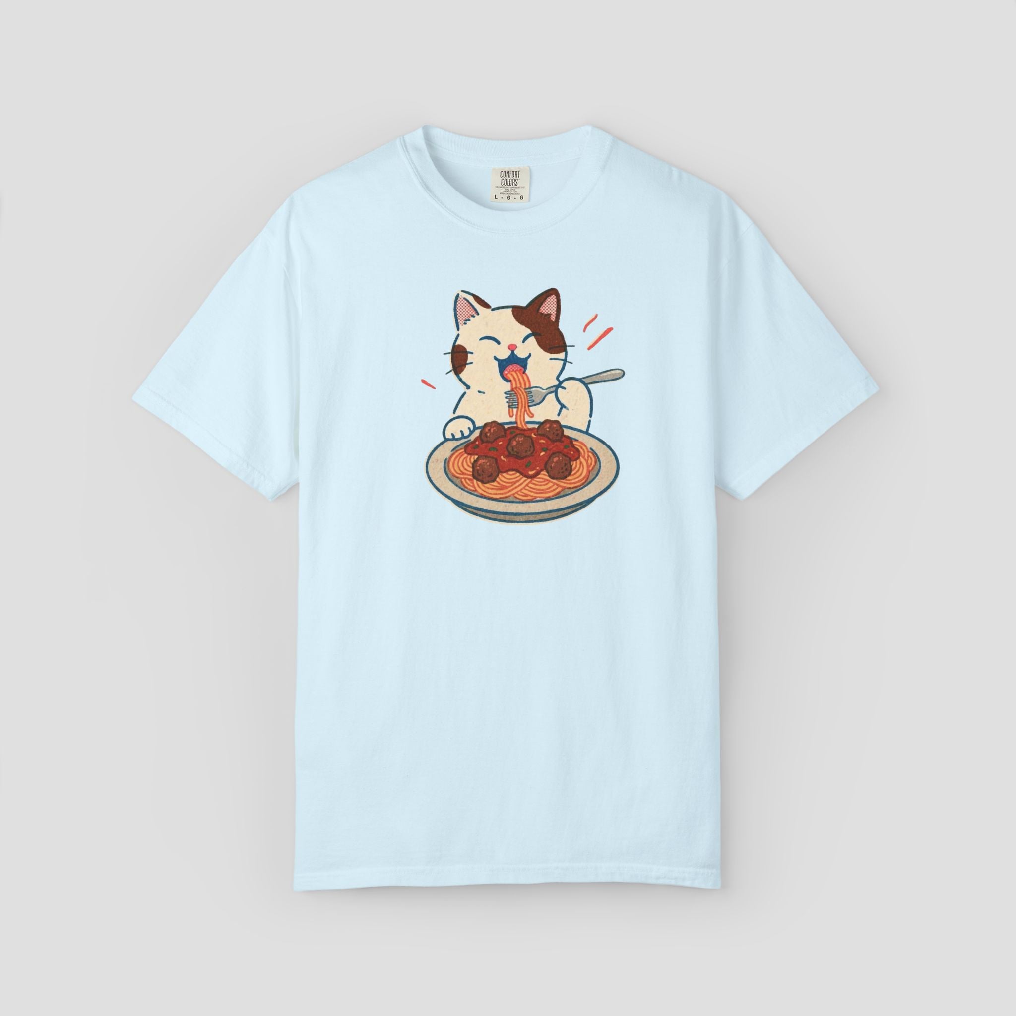 Cat Enjoys Pasta not Ramen Graphic T-shirt
