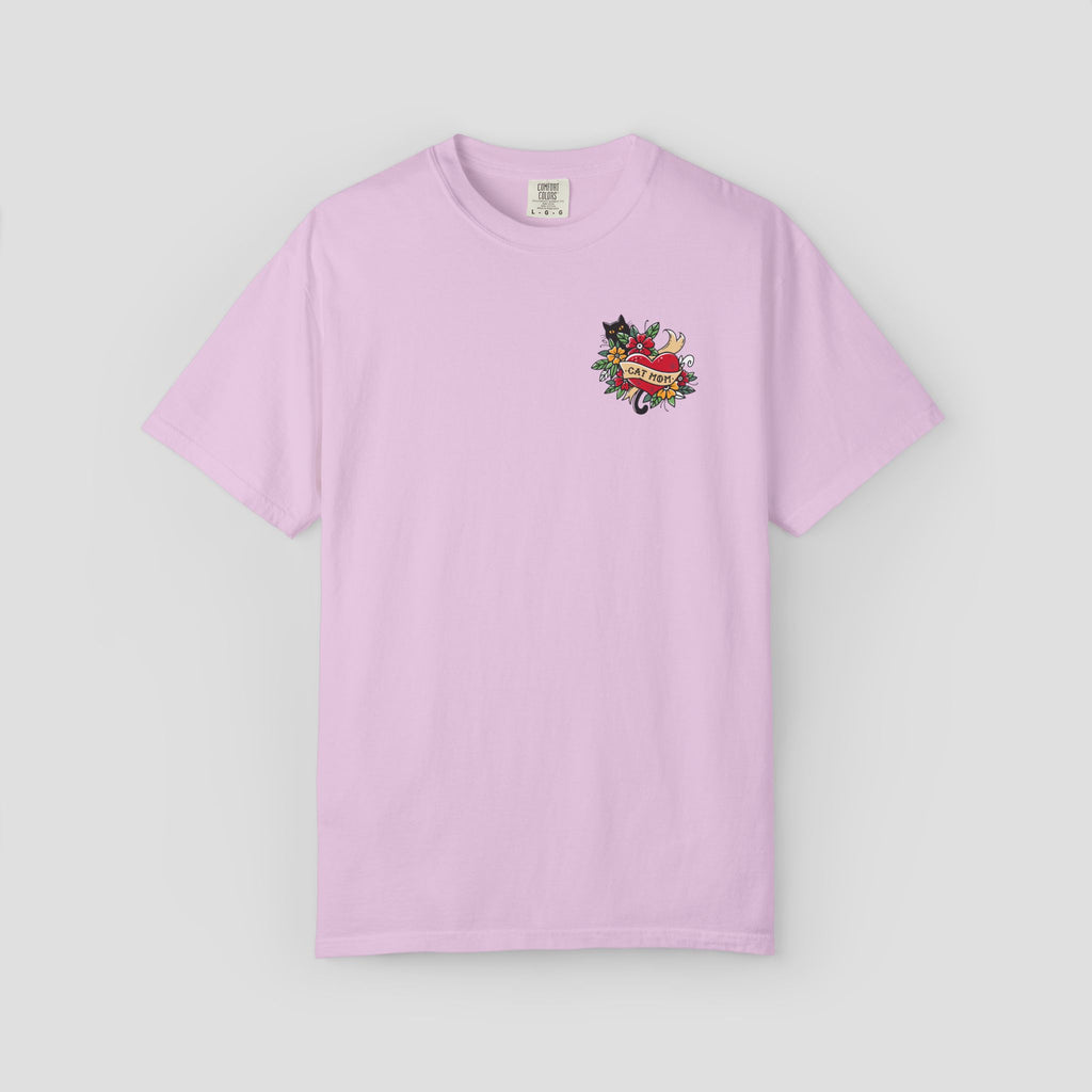 Cat Mom on Tattooed Heart T-Shirt
