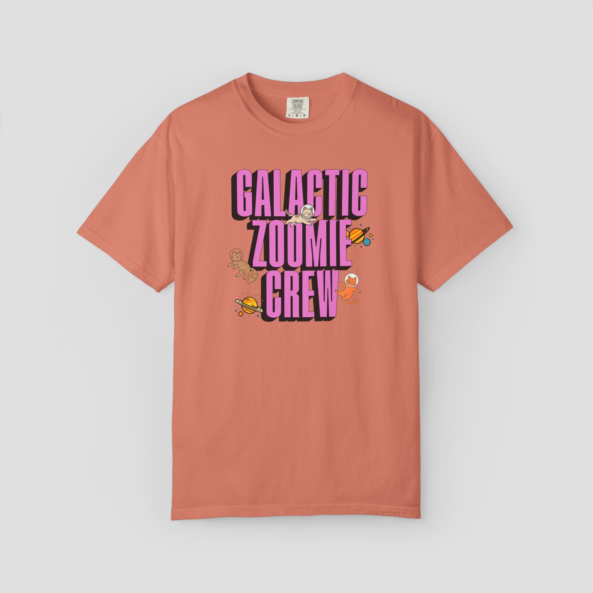 Galactic Zoomie Crew Space Cats T-shirt