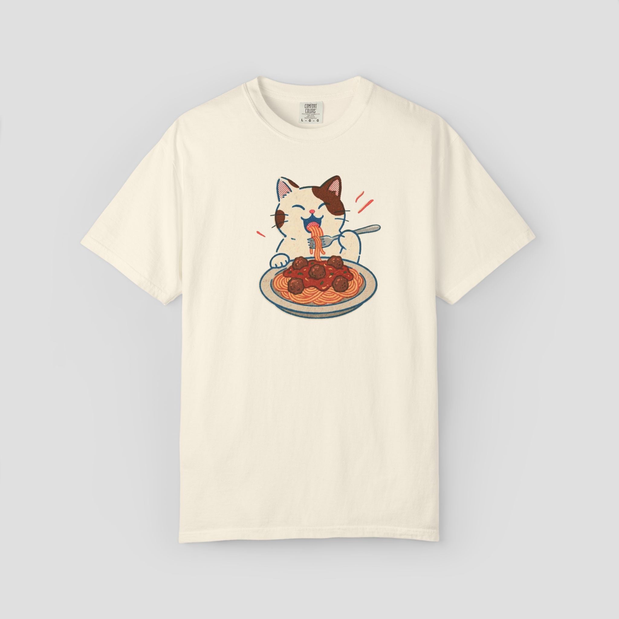 Cat Enjoys Pasta not Ramen Graphic T-shirt