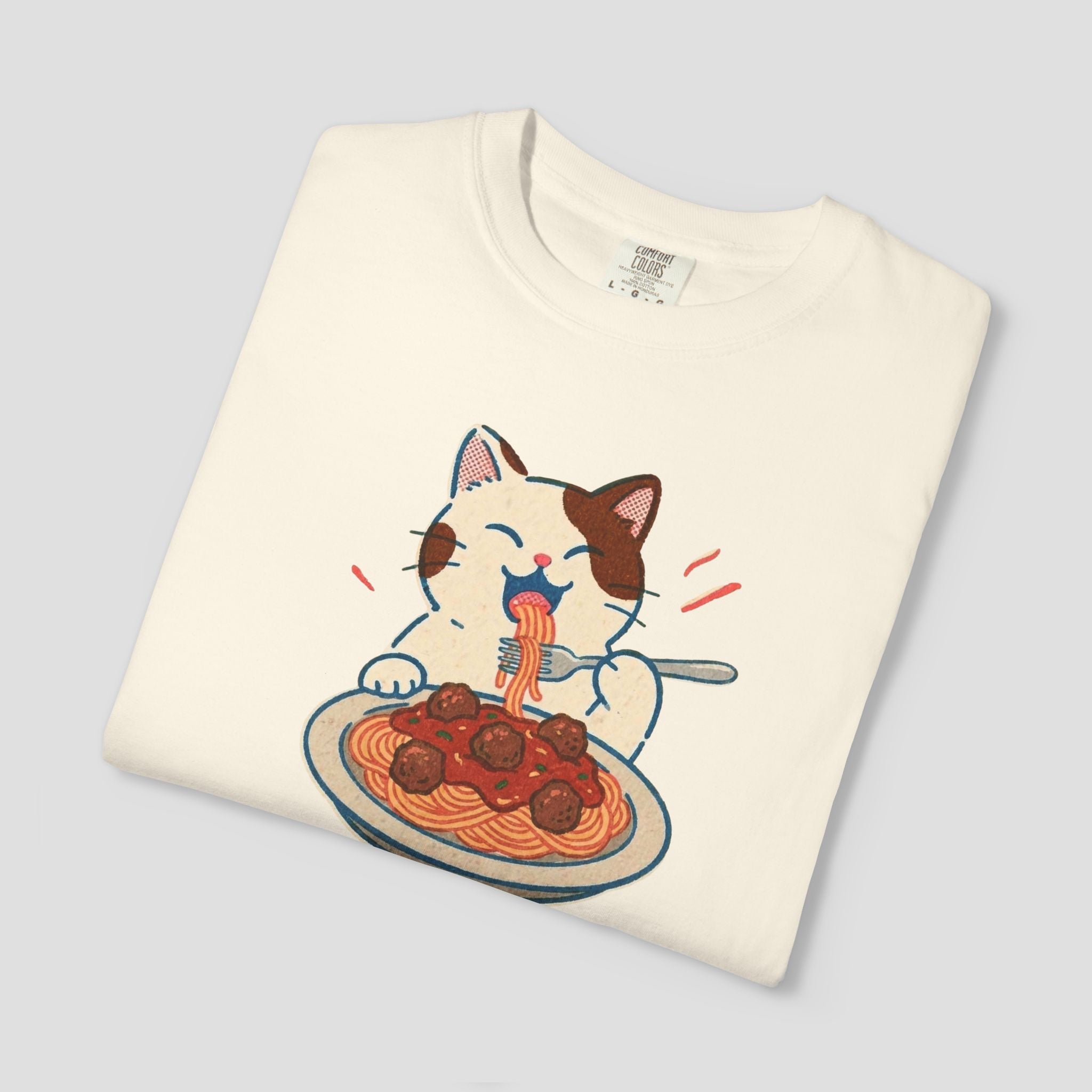 Cat Enjoys Pasta not Ramen Graphic T-shirt