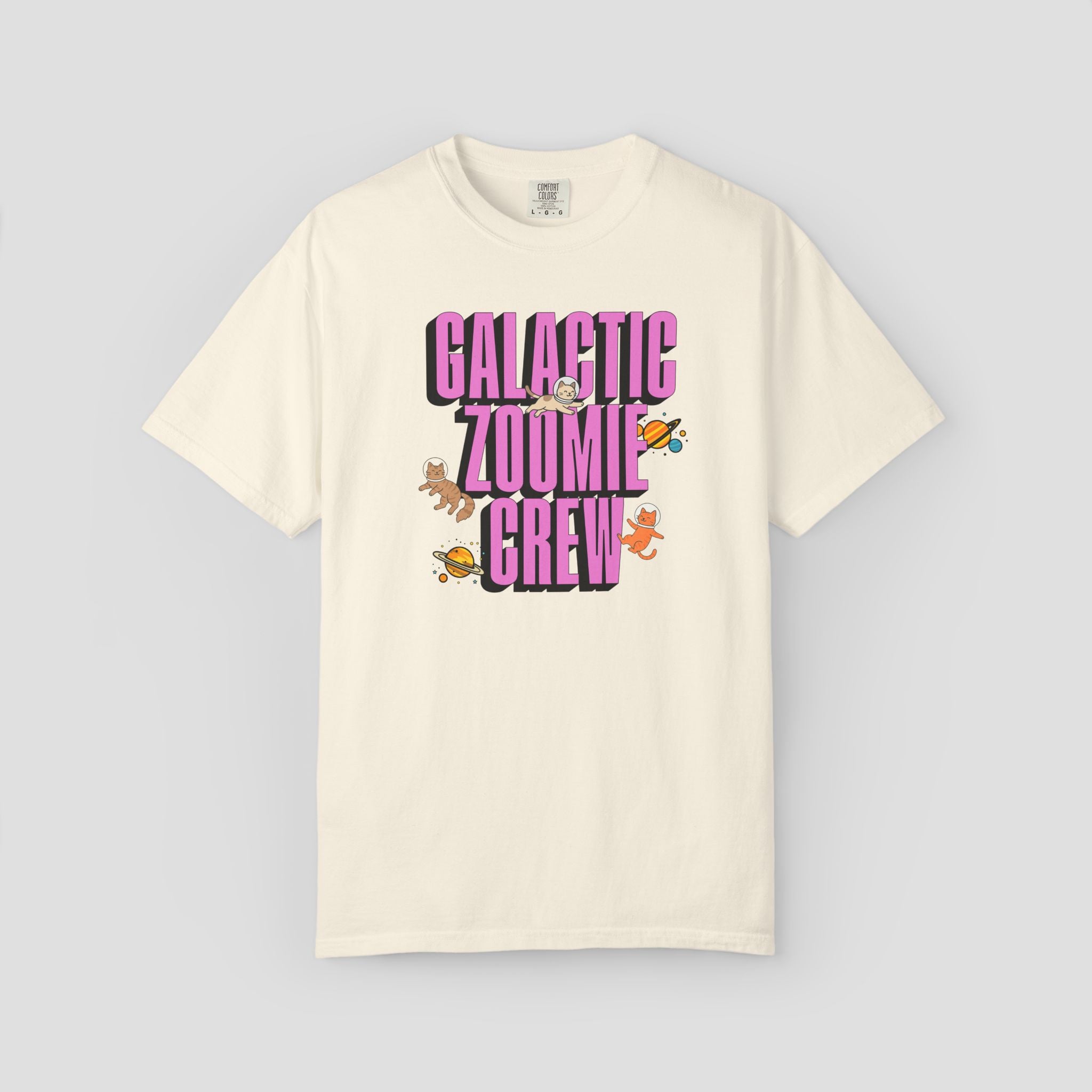 Galactic Zoomie Crew Space Cats T-shirt