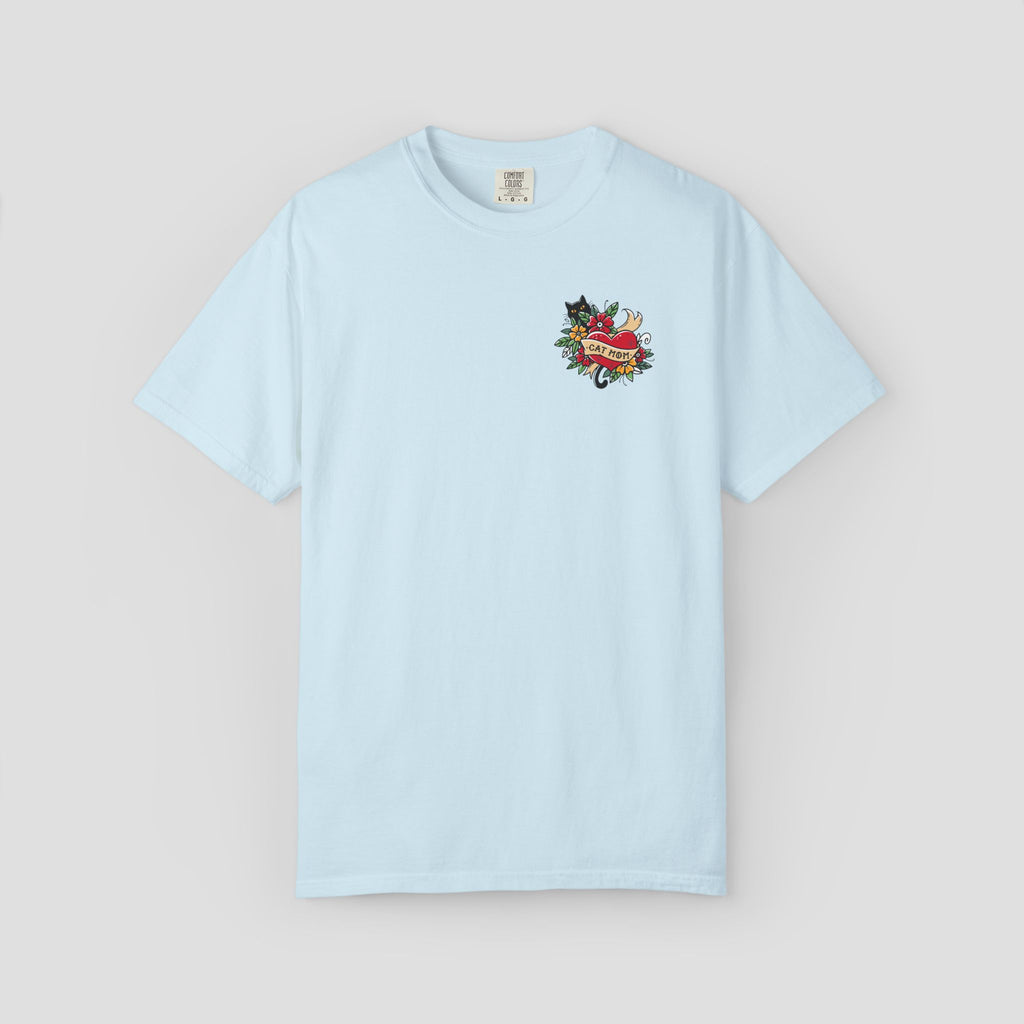Cat Mom on Tattooed Heart T-Shirt