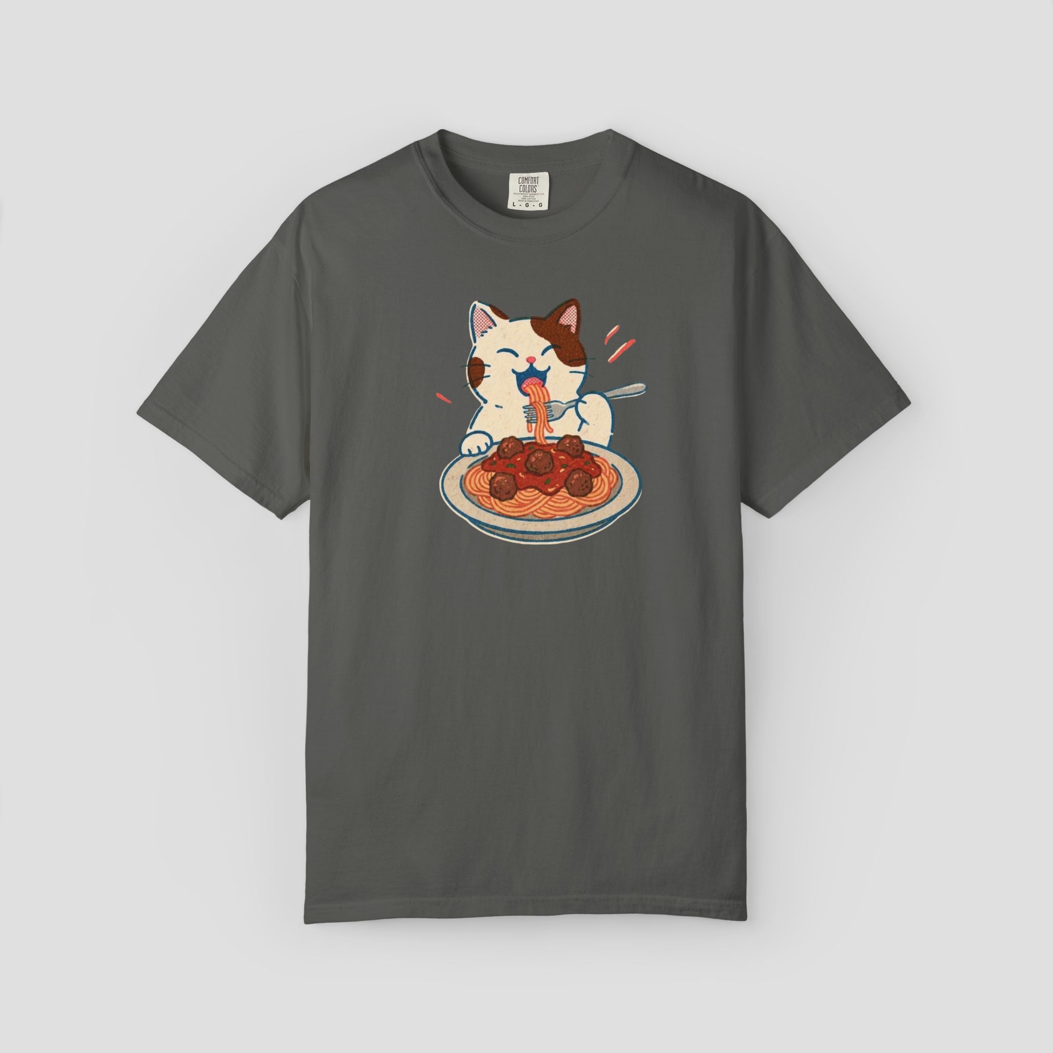 Cat Enjoys Pasta not Ramen Graphic T-shirt