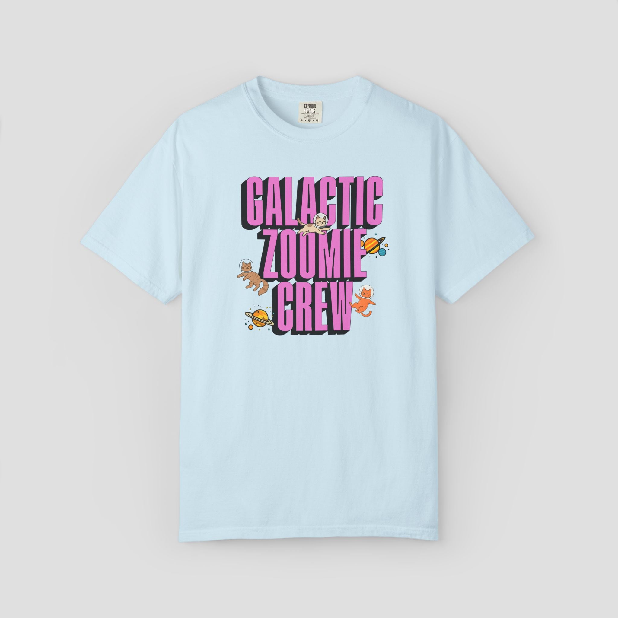 Galactic Zoomie Crew Space Cats T-shirt