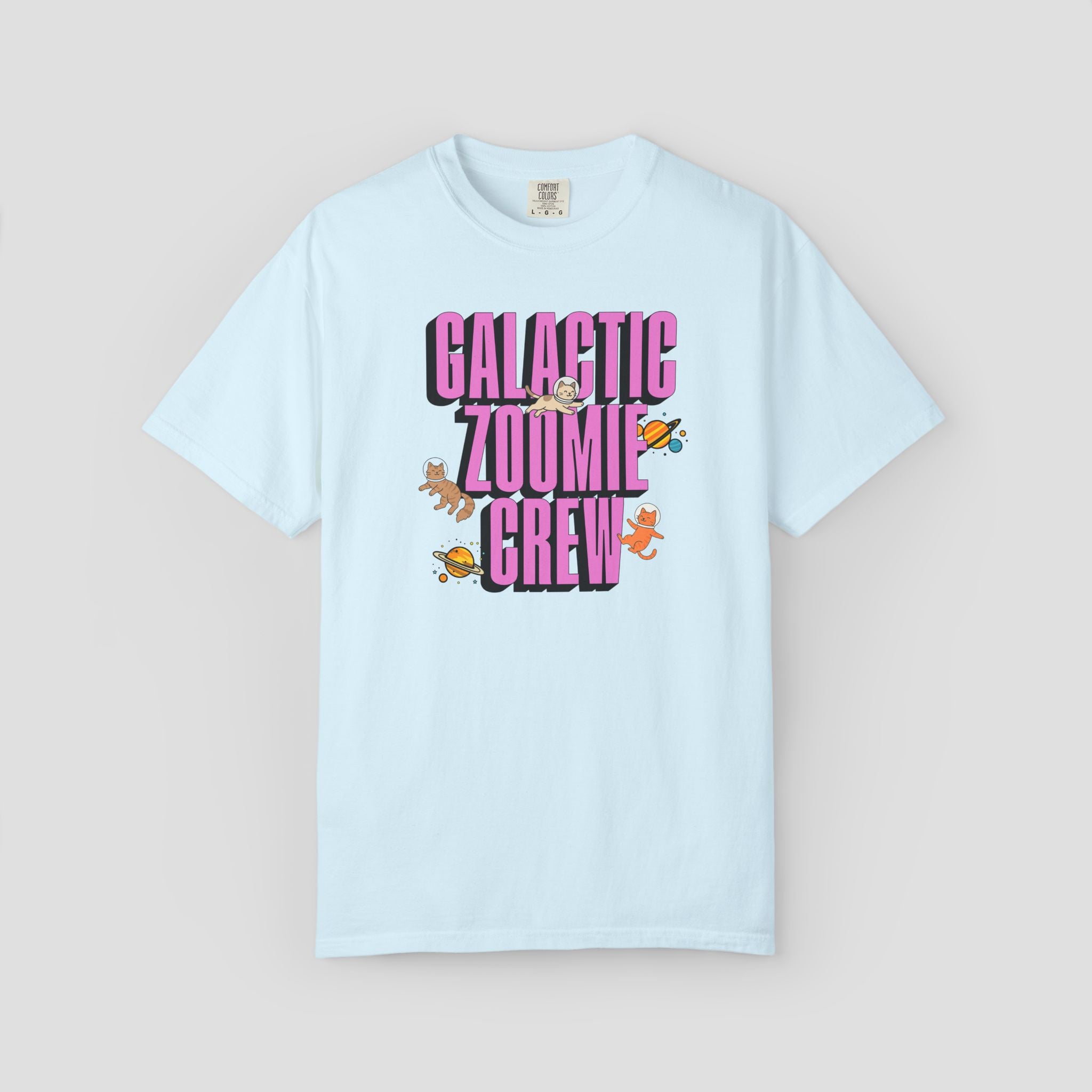 Galactic Zoomie Crew Space Cats T-shirt