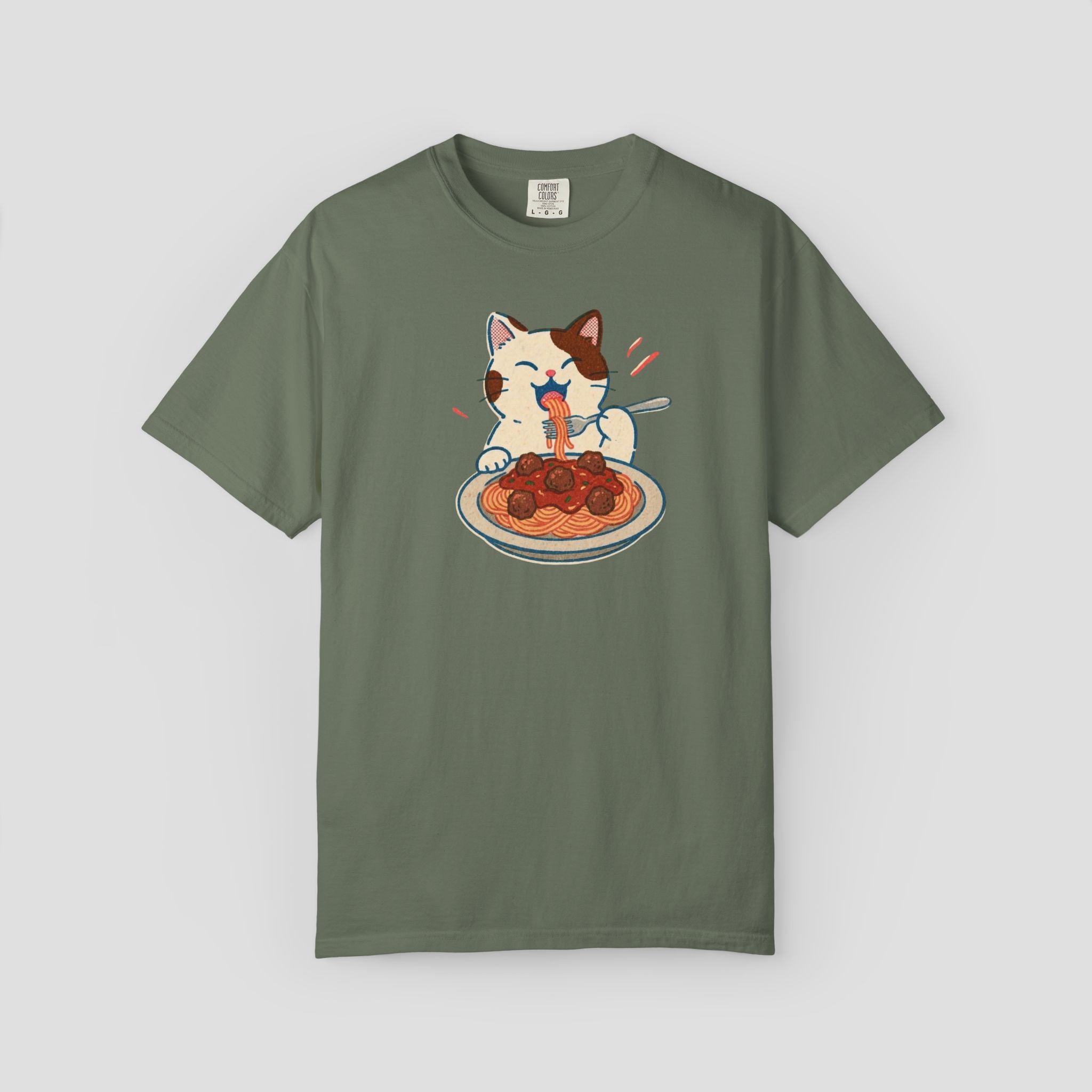 Cat Enjoys Pasta not Ramen Graphic T-shirt