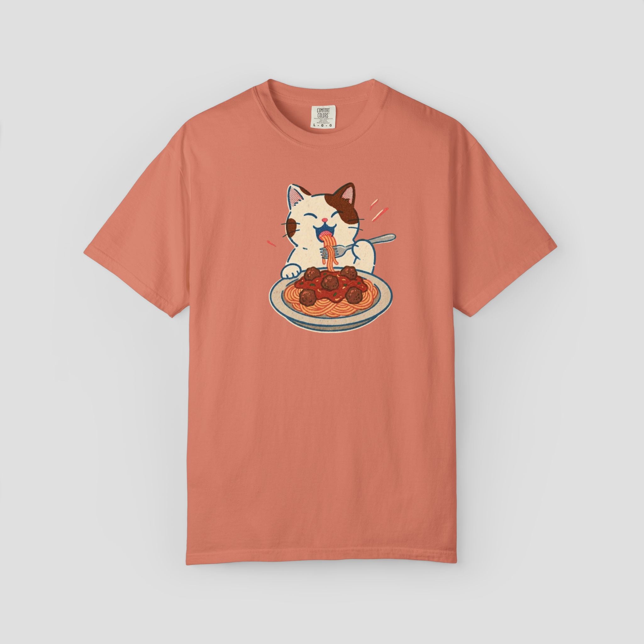Cat Enjoys Pasta not Ramen Graphic T-shirt