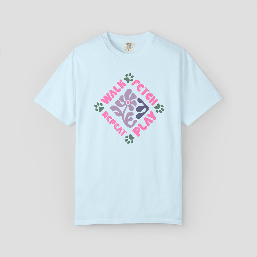 Walk Fetch Play Repeat Retro Floral T-Shirt