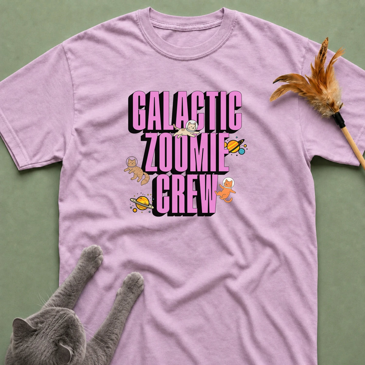 Galactic Zoomie Crew Space Cats T-shirt