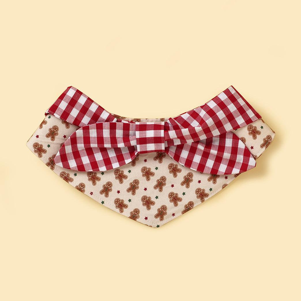 Christmas Morning Gingerbread Man Gingham Print Handmade Bandana