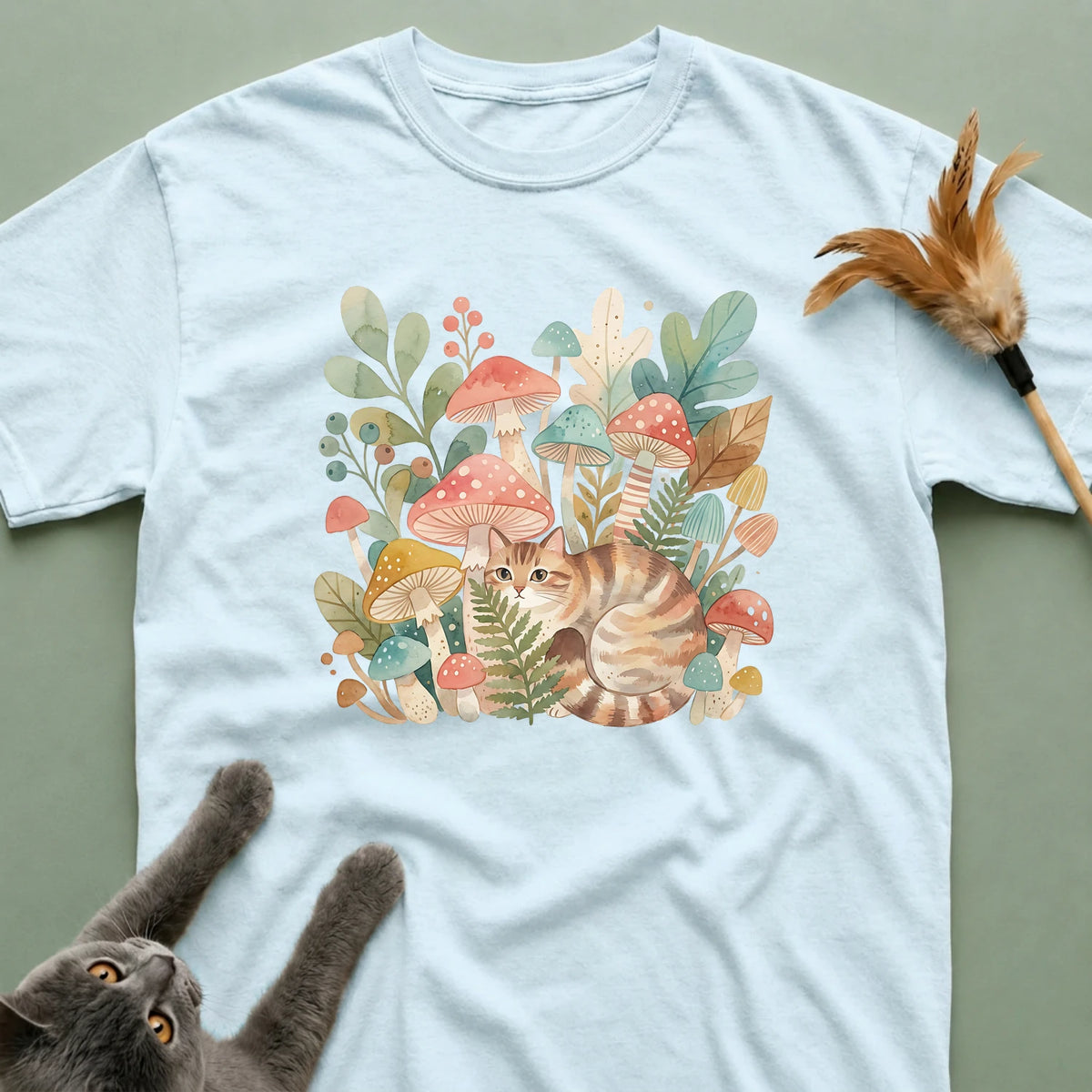 Vintage Woodland Cat Cottagecore T-Shirt