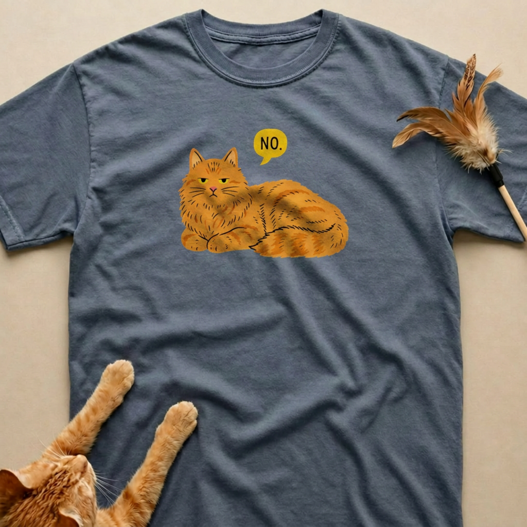 Grumpy Orange Tabby "No" T-Shirt
