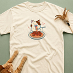 Cat Enjoys Spaghetti not Ramen Graphic T-shirt